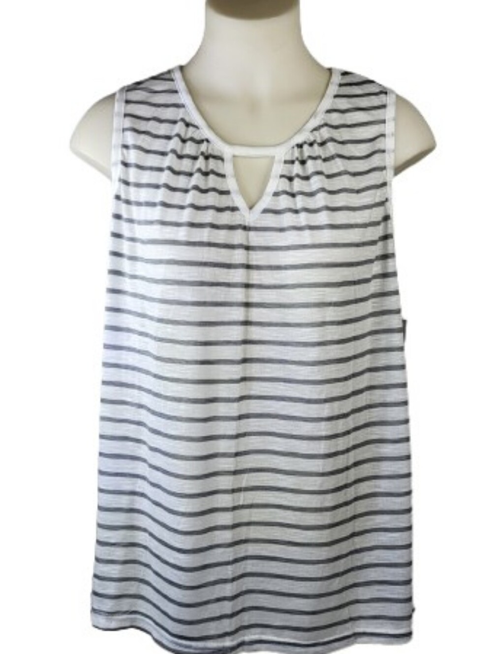 Just Be White and Black Striped Sleeveless Top Sz XL